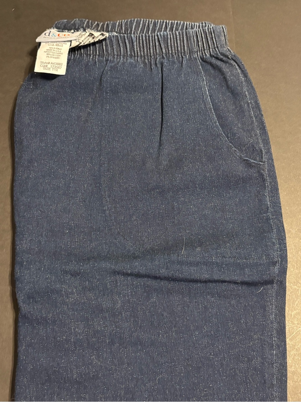 NWOT Denim & Co Pants T1X Tall 1X Navy Pull On Stretch Cotton Made USA A43882